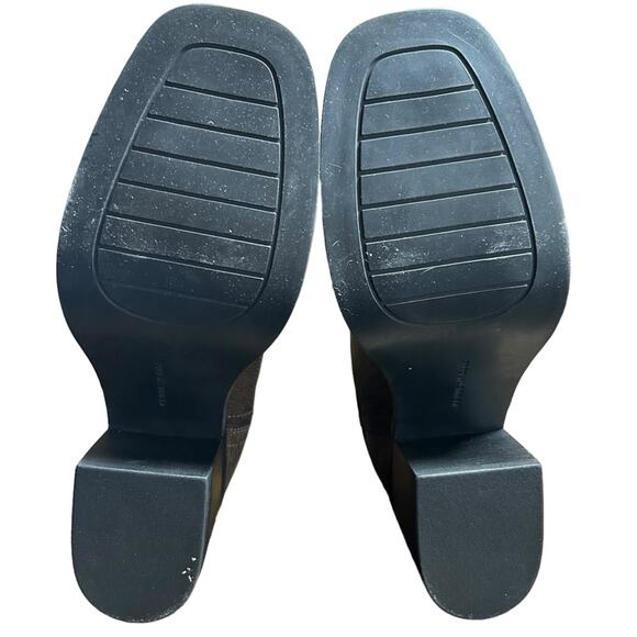 Kenneth Cole Jet Black Antique Gold Leather Chelsea Boots Chunky Heel Size 11 - Picture 11 of 12